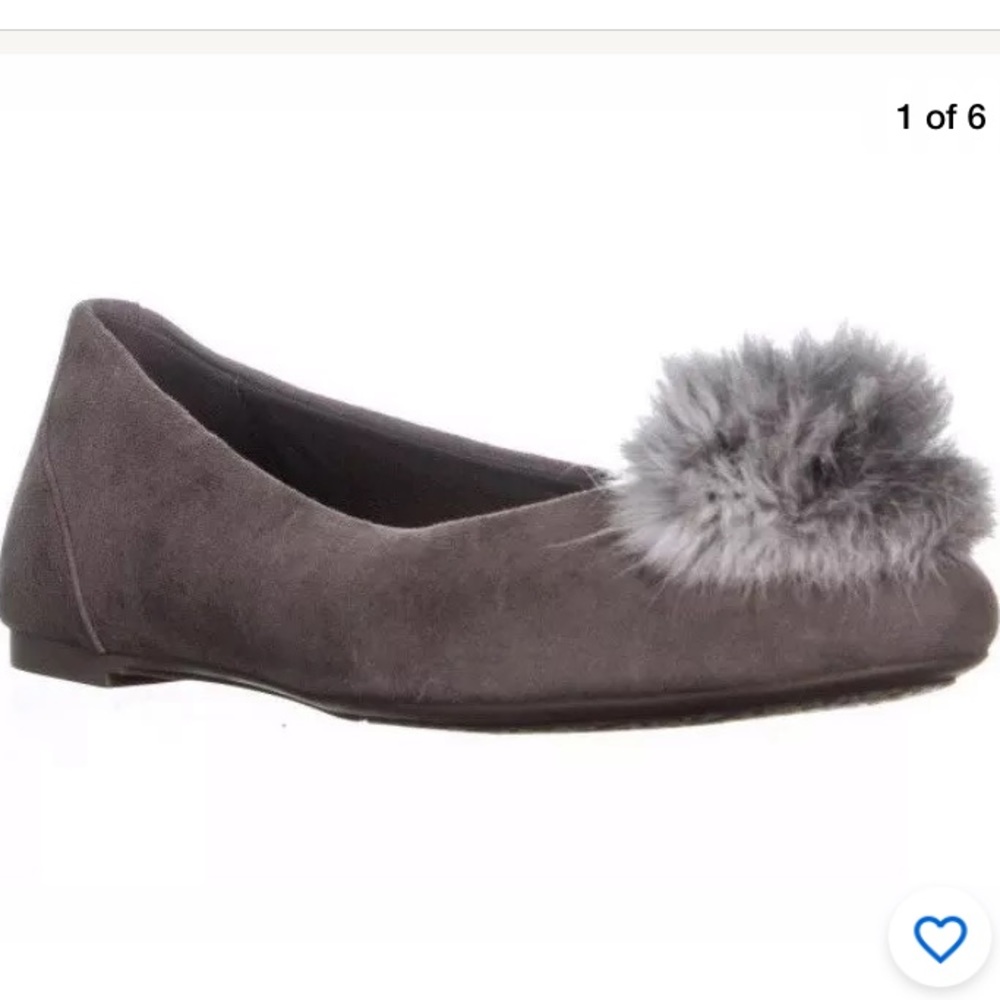 MICHAEL Michael Kors Gray Suede Pom Pom Ballet Flats